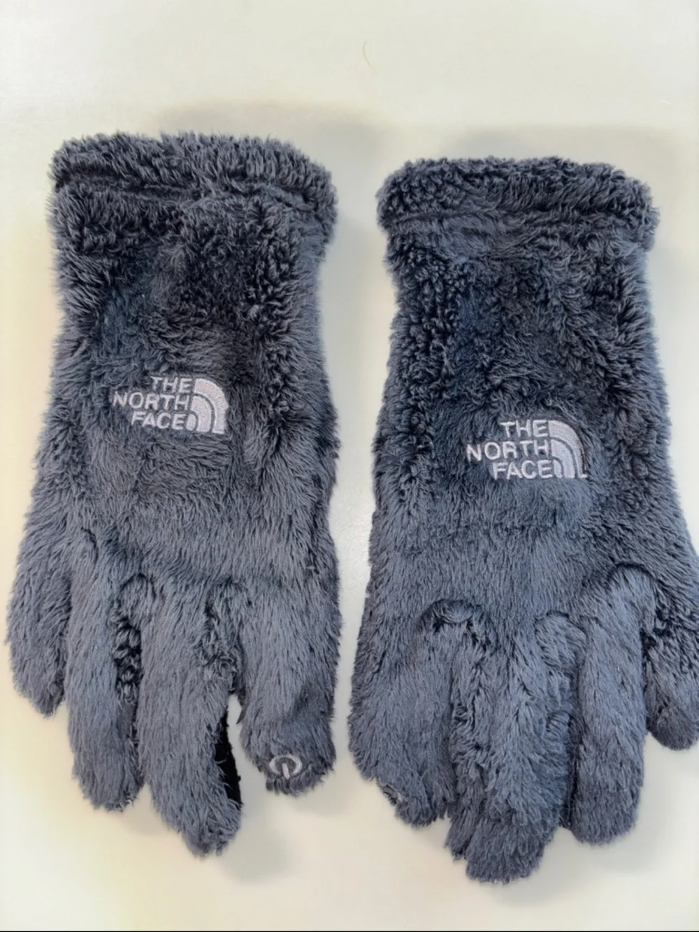 TNF e-tip Charcoal Plush Fleece Gloves kids S the niorth face